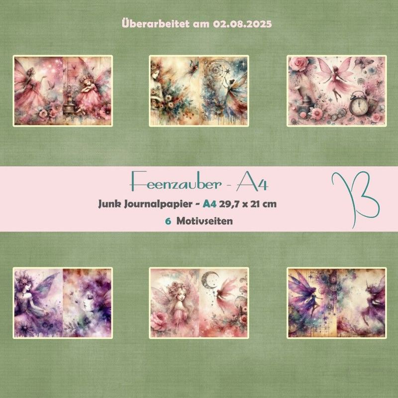 Feenzauber - Junk Journal Seiten - A4 quer - 6 Seiten Feenzauber - Junk Journal Seiten - A4 quer - 6 Seiten