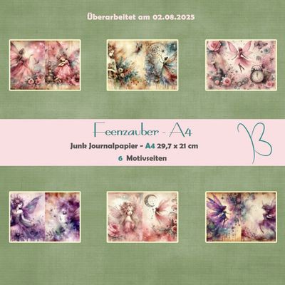 Feenzauber - Junk Journal Seiten - A4 quer - 6 Seiten Feenzauber - Junk Journal Seiten - A4 quer - 6 Seiten
