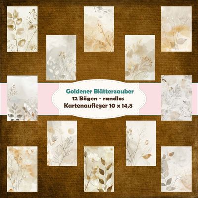Goldener Blätterzauber - Kartenaufleger- 10 x 15 hochkant/250g - 12 Bögen Goldener Blätterzauber - Kartenaufleger- 10 x 15 hochkant/250g - 12 Bögen