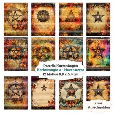 Herbstmagie 2 - Hexensterne - Porträt Kartenbogen - 12 Inch - mit 12 Motiven Herbstmagie 2 - Hexensterne - Porträt Kartenbogen - 12 Inch - mit 12 Motiven