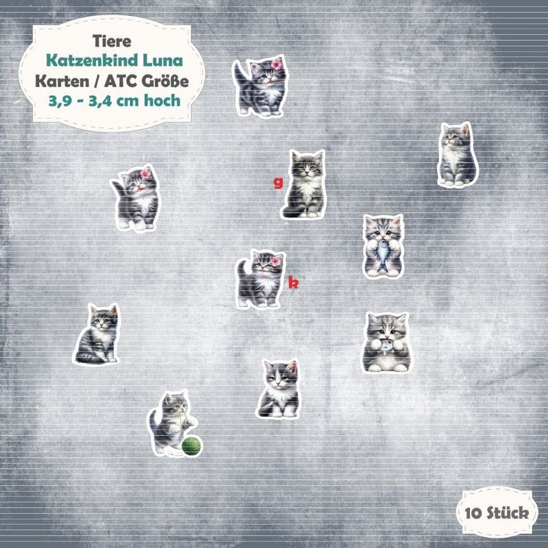 Katzenkind Luna - Karten / ATC Größe - 10 Stanzteile - Die Cut Katzenkind Luna - Karten / ATC Größe - 10 Stanzteile - Die Cut