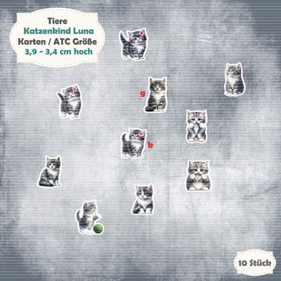 Katzenkind Luna - Karten / ATC Größe - 10 Stanzteile - Die Cut Katzenkind Luna - Karten / ATC Größe - 10 Stanzteile - Die Cut