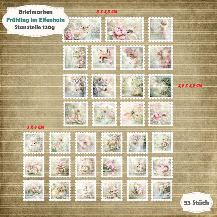Frühling im Elfenhain - Briefmarken - 33 Teile - Die Cuts