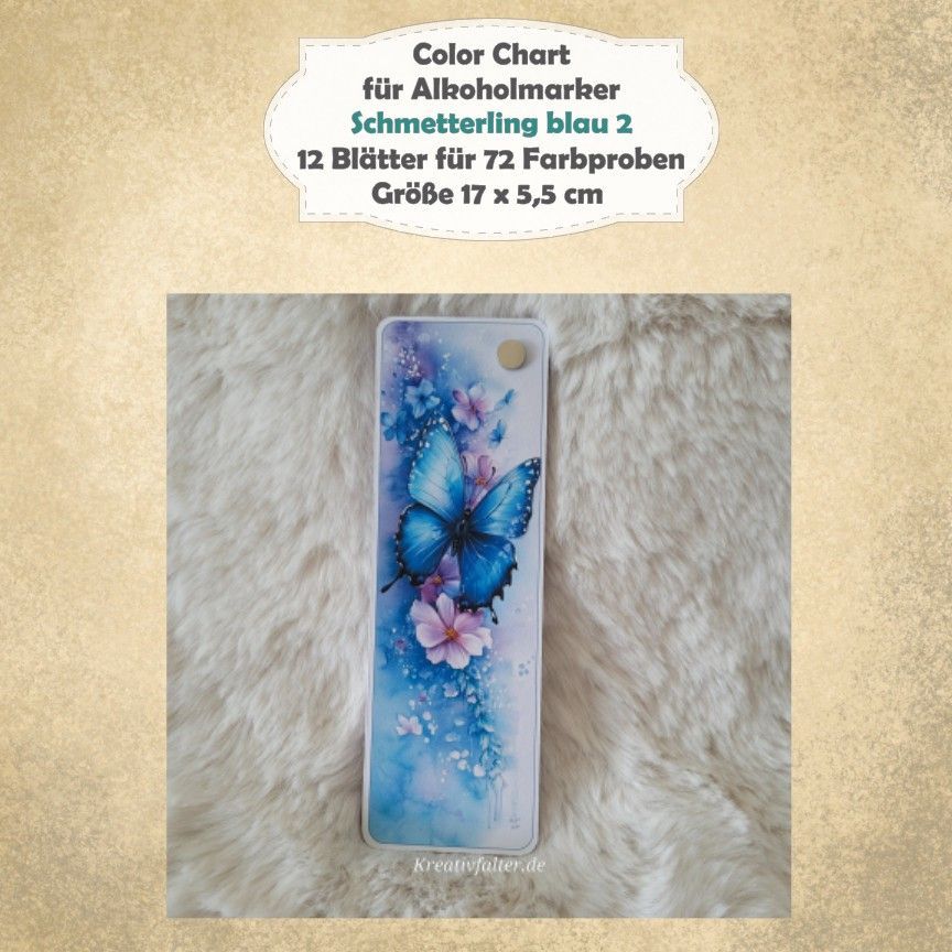 Schmetterling blau 2 - Color Chart für Alkoholmarker - mit 72 Farbfelder