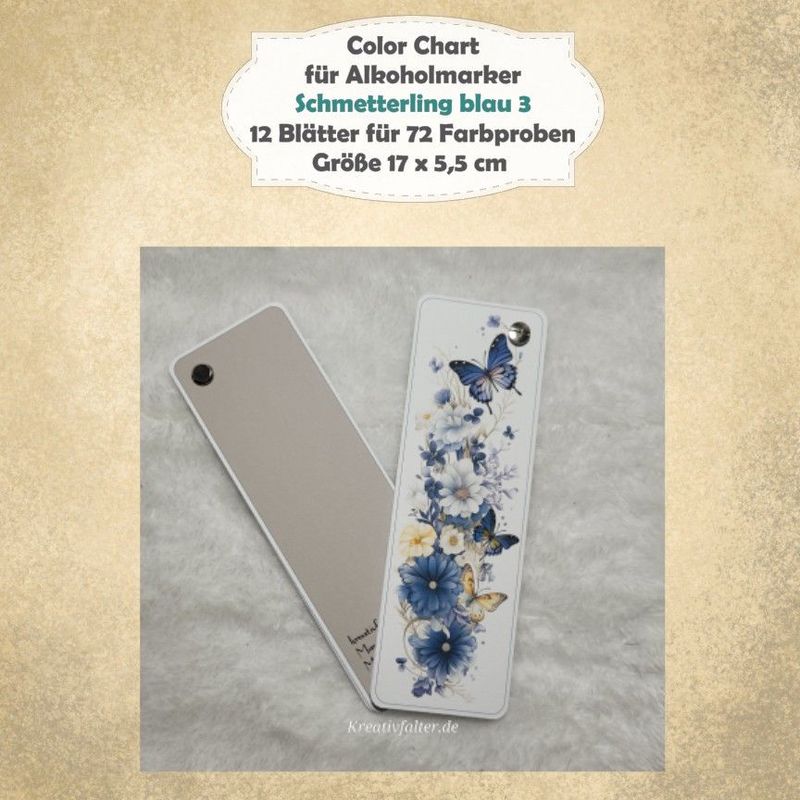 Schmetterling blau 3 - Color Chart für Alkoholmarker - mit 72 Farbfelder Schmetterling blau 3 - Color Chart für Alkoholmarker - mit 72 Farbfelder