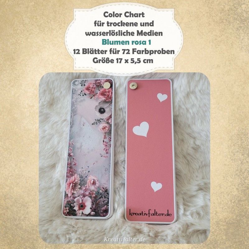 Blumen rosa 1 - Color Chart für trockene und wasserlösliche Medien - mit 72 Farbfelder Blumen rosa 1 - Color Chart für trockene und wasserlösliche Medien - mit 72 Farbfelder