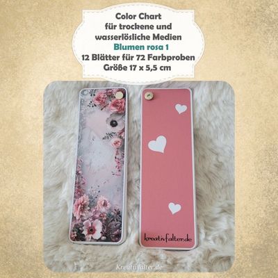 Blumen rosa 1 - Color Chart für trockene und wasserlösliche Medien - mit 72 Farbfelder Blumen rosa 1 - Color Chart für trockene und wasserlösliche Medien - mit 72 Farbfelder