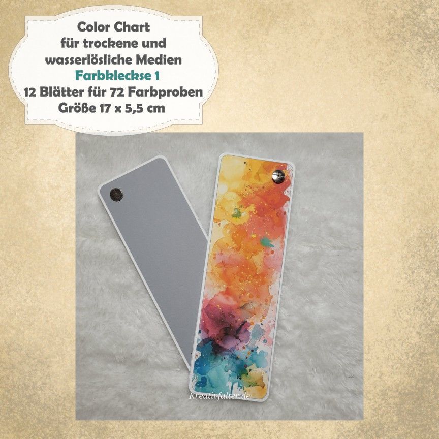 Farbklecke 1 - Color Chart für trockene und wasserlösliche Medien - mit 72 Farbfelder