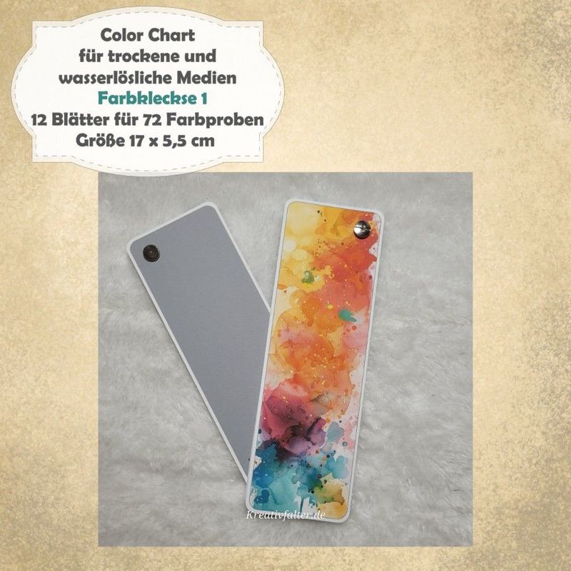 Farbklecke 1 - Color Chart für trockene und wasserlösliche Medien - mit 72 Farbfelder Farbklecke 1 - Color Chart für trockene und wasserlösliche Medien - mit 72 Farbfelder