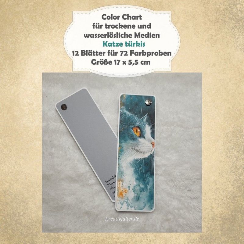 Katze türkis - Color Chart für trockene und wasserlösliche Medien - mit 72 Farbfelder Katze türkis - Color Chart für trockene und wasserlösliche Medien - mit 72 Farbfelder