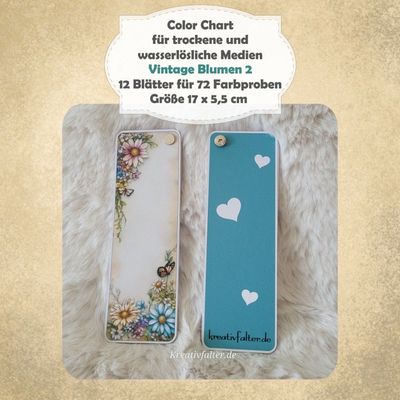 Vintage Blumen 2 - Color Chart für trockene und wasserlösliche Medien - mit 72 Farbfelder Vintage Blumen 2 - Color Chart für trockene und wasserlösliche Medien - mit 72 Farbfelder