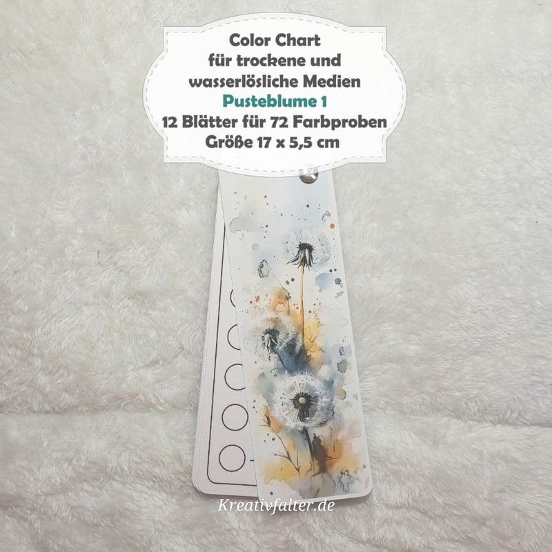 Pusteblume 1 - Color Chart für trockene und wasserlösliche Medien - mit 72 Farbfelder Pusteblume 1 - Color Chart für trockene und wasserlösliche Medien - mit 72 Farbfelder