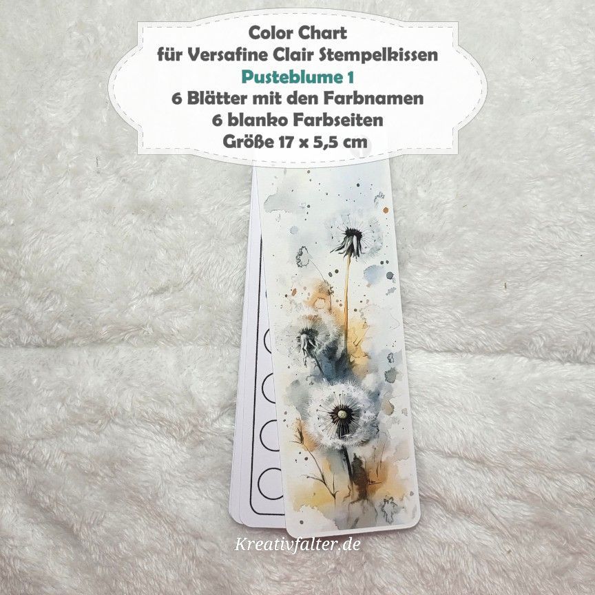 Pusteblume 1 - Color Chart für Versafine Clair Stempelkissen - mit 72 Farbfelder