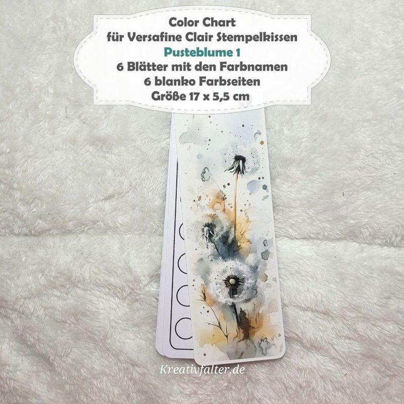 Pusteblume 1 - Color Chart für Versafine Clair Stempelkissen - mit 72 Farbfelder Pusteblume 1 - Color Chart für Versafine Clair Stempelkissen - mit 72 Farbfelder