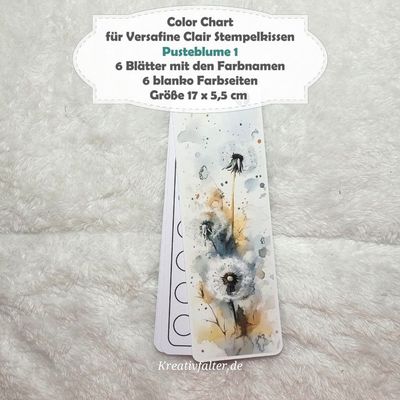 Pusteblume 1 - Color Chart für Versafine Clair Stempelkissen - mit 72 Farbfelder Pusteblume 1 - Color Chart für Versafine Clair Stempelkissen - mit 72 Farbfelder