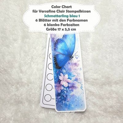 Schmetterling blau 1 - Color Chart für Versafine Clair Stempelkissen - mit 72 Farbfelder Schmetterling blau 1 - Color Chart für Versafine Clair Stempelkissen - mit 72 Farbfelder