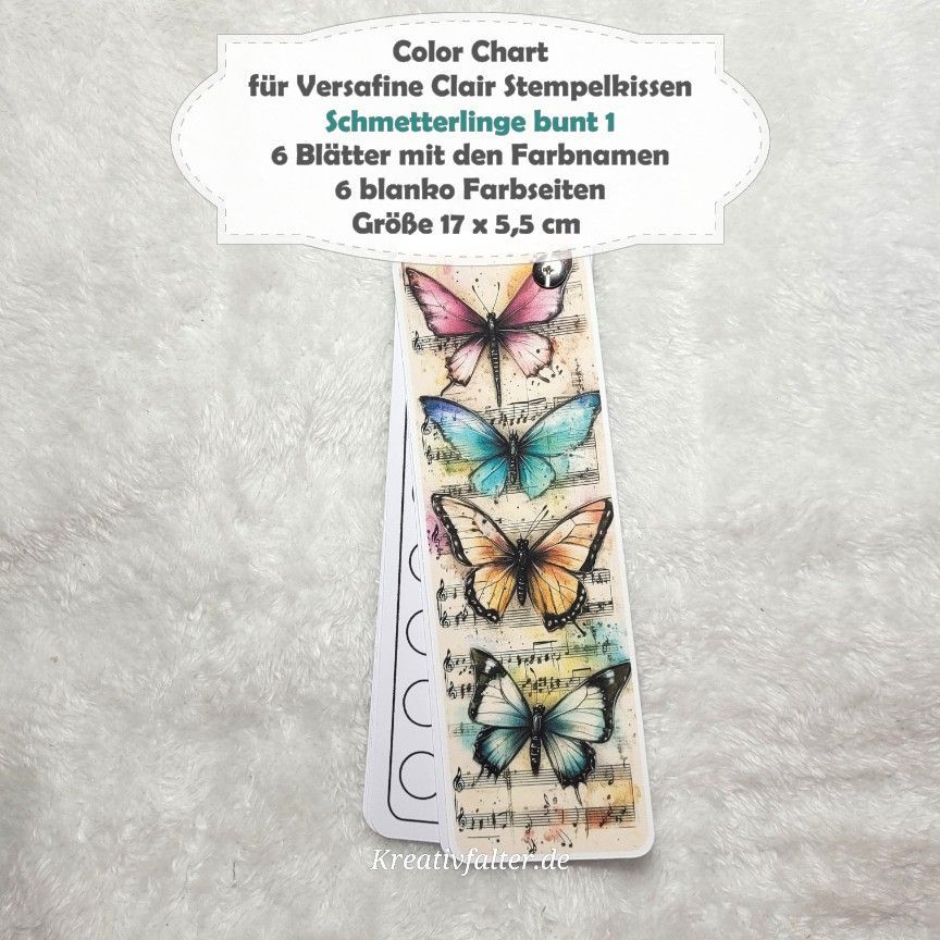 Schmetterlinge bunt 1 - Color Chart für Versafine Clair Stempelkissen - mit 72 Farbfelder