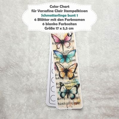 Schmetterlinge bunt 1 - Color Chart für Versafine Clair Stempelkissen - mit 72 Farbfelder Schmetterlinge bunt 1 - Color Chart für Versafine Clair Stempelkissen - mit 72 Farbfelder