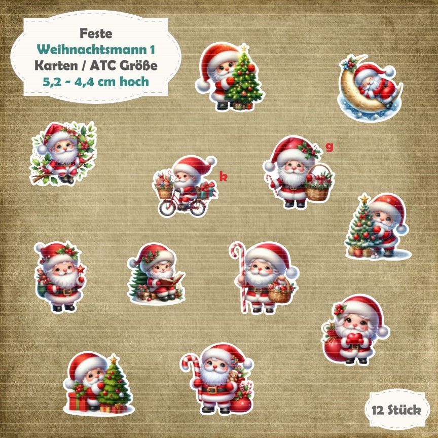 Weihnachtsmann 1 - Karten / ATC Größe - 12 Stanzteile - Die Cut