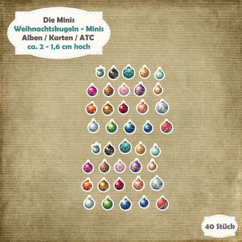 Weihnachtskugeln - Die Minis - 40 Stanzteile - Die Cut Weihnachtskugeln - Die Minis - 40 Stanzteile - Die Cut