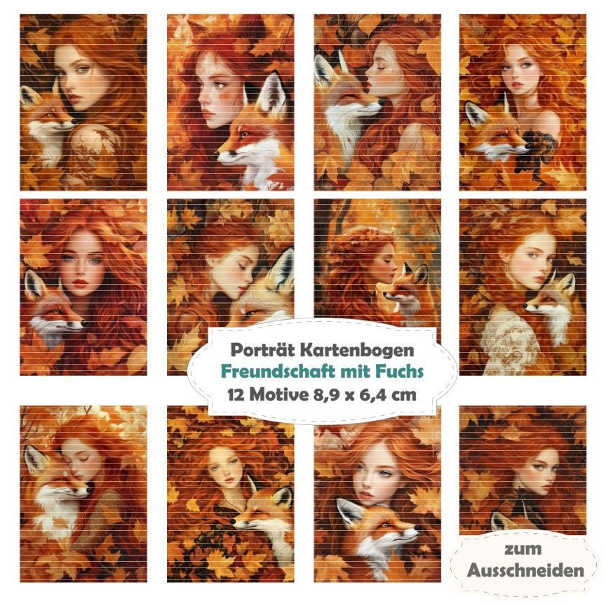 Freundschaft mit Fuchs - Porträt Kartenbogen - 12 Inch - mit 12 Motiven