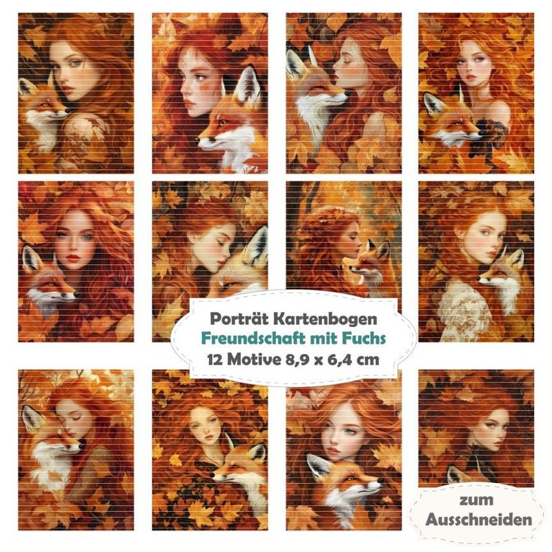 Freundschaft mit Fuchs - Porträt Kartenbogen - 12 Inch - mit 12 Motiven Freundschaft mit Fuchs - Porträt Kartenbogen - 12 Inch - mit 12 Motiven