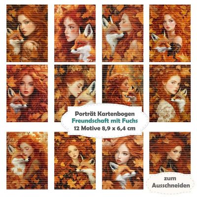 Freundschaft mit Fuchs - Porträt Kartenbogen - 12 Inch - mit 12 Motiven Freundschaft mit Fuchs - Porträt Kartenbogen - 12 Inch - mit 12 Motiven