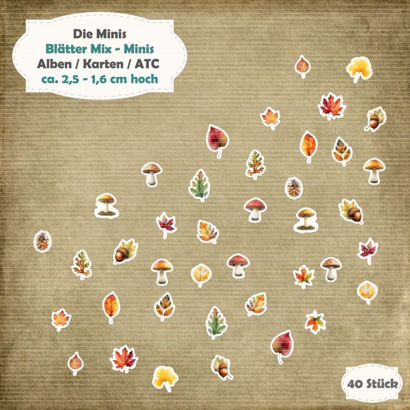 Blätter Mix - Die Minis - 40 Stanzteile - Die Cut Blätter Mix - Die Minis - 40 Stanzteile - Die Cut