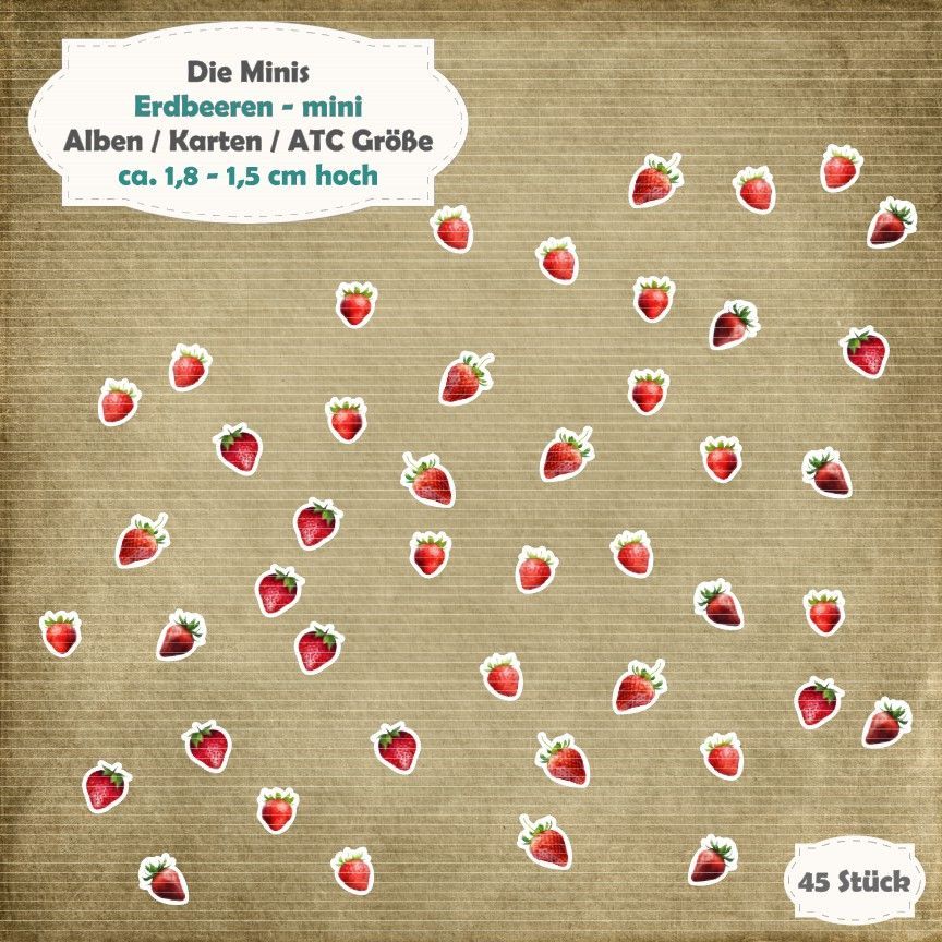 Erdbeeren - Die Minis - 40 Stanzteile - Die Cut