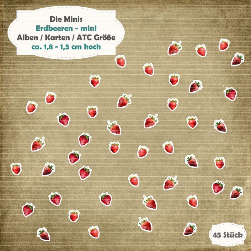 Erdbeeren - Die Minis - 40 Stanzteile - Die Cut Erdbeeren - Die Minis - 40 Stanzteile - Die Cut