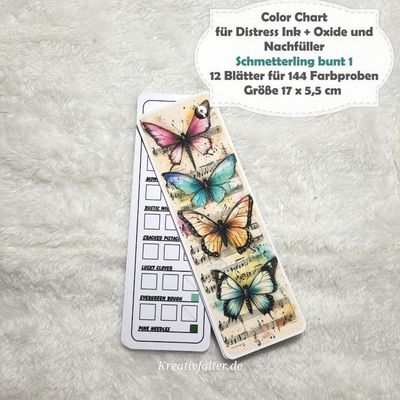 Schmetterling bunt 1 - Color Chart für Distress Ink + Oxide Stempelkissen + Nachfüller - mit 144 Farbfelder