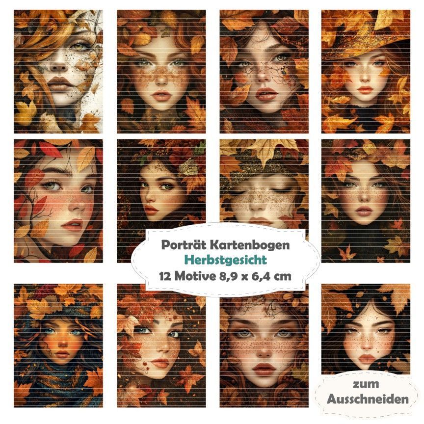 Herbstgesicht - Porträt Kartenbogen - 12 Inch - mit 12 Motiven