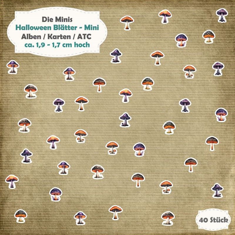 Halloween Pilze - Die Minis - 40 Stanzteile - Die Cut Halloween Pilze - Die Minis - 40 Stanzteile - Die Cut