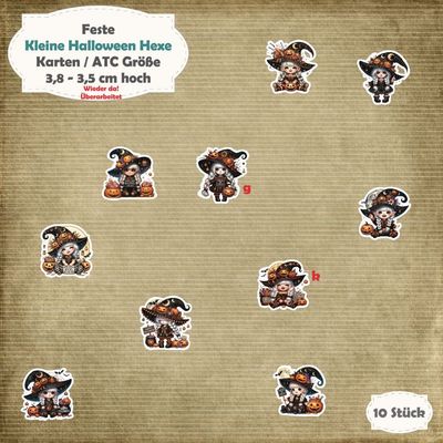 Kleine Halloween Hexe - Karten / ATC Größe - 12 Stanzteile - Die Cut