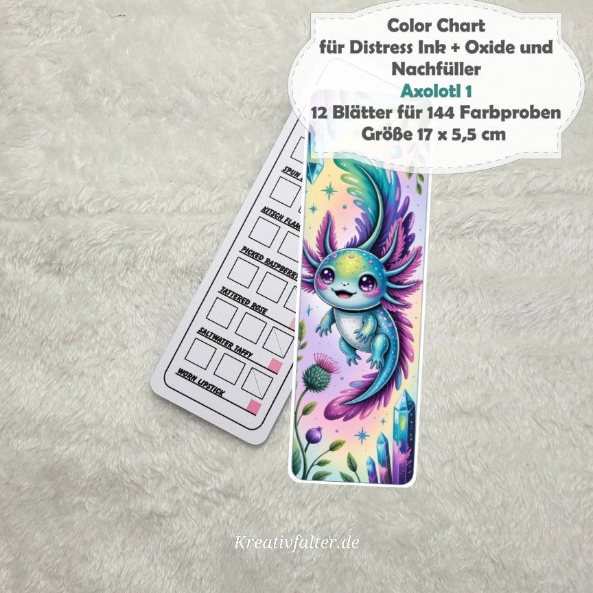Axolotl 1 - Color Chart für Distress Ink + Oxide Stempelkissen + Nachfüller - mit 144 Farbfelder