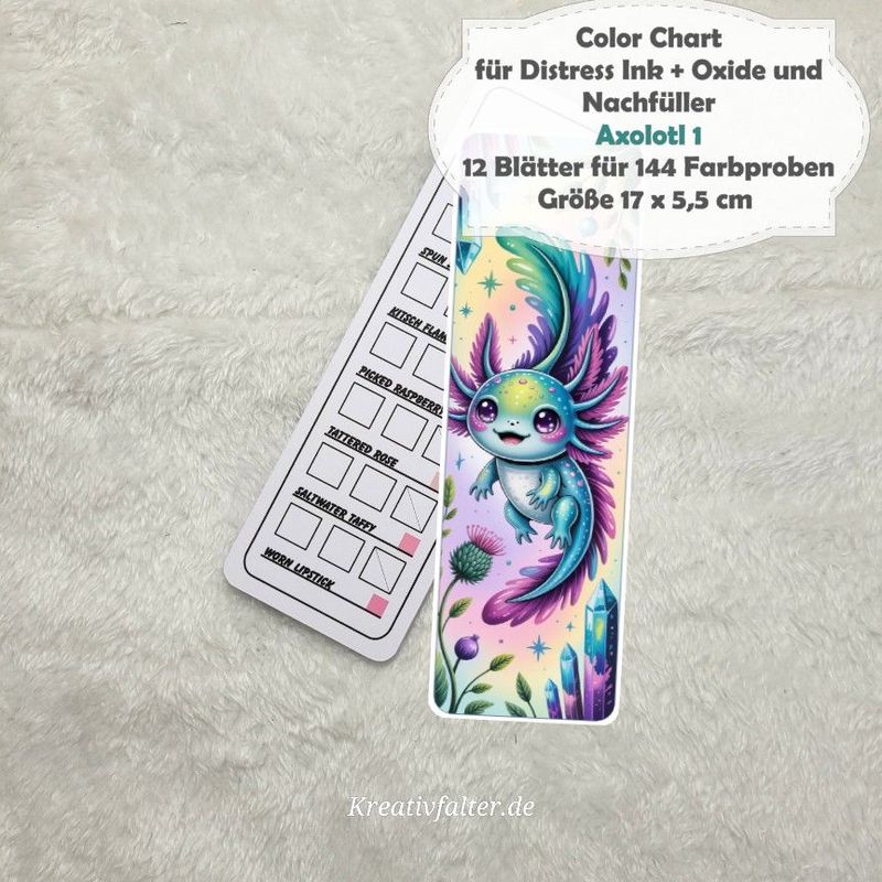 Axolotl 1 - Color Chart für Distress Ink + Oxide Stempelkissen + Nachfüller - mit 144 Farbfelder Axolotl 1 - Color Chart für Distress Ink + Oxide Stempelkissen + Nachfüller - mit 144 Farbfelder