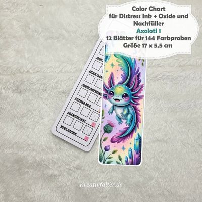 Axolotl 1 - Color Chart für Distress Ink + Oxide Stempelkissen + Nachfüller - mit 144 Farbfelder
