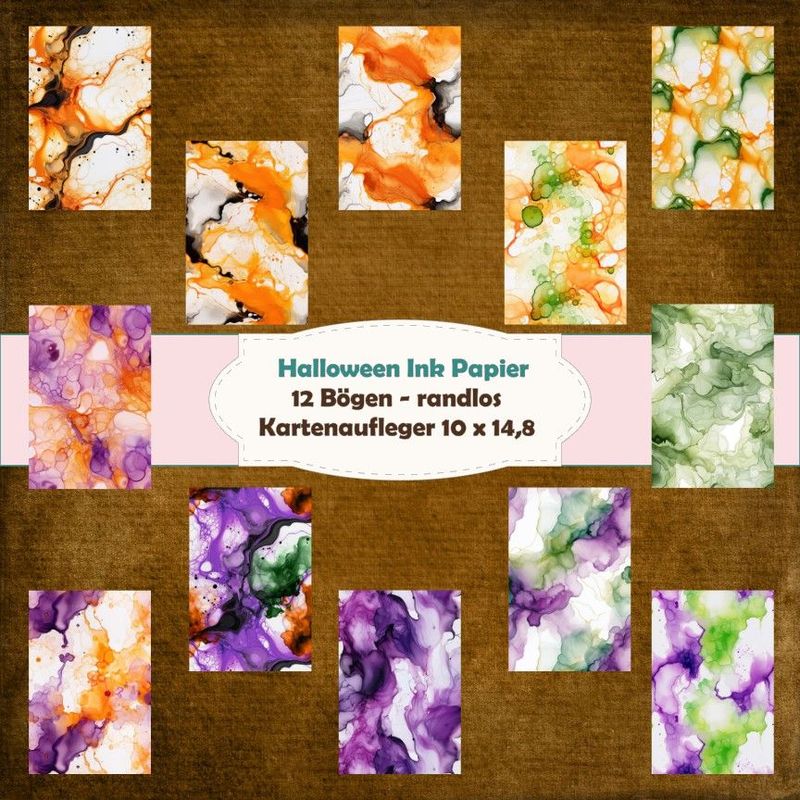 Halloween Ink Papier - Kartenaufleger- 10 x 14,8 /210g - 12 Bögen Halloween Ink Papier - Kartenaufleger- 10 x 14,8 /210g - 12 Bögen