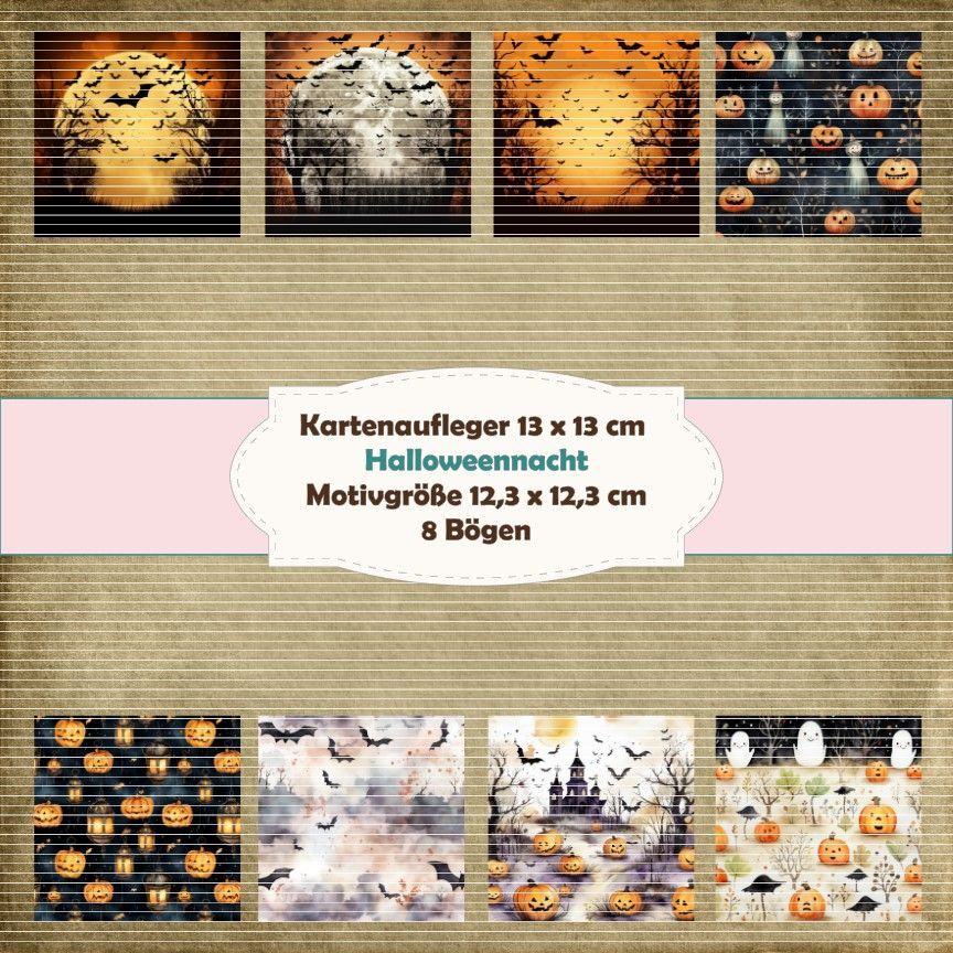 Halloweennacht - Kartenaufleger - 13 x 13 cm /210g - 8 Bögen