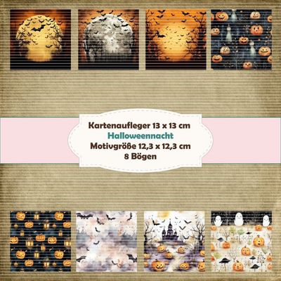 Halloweennacht - Kartenaufleger - 13 x 13 cm /210g - 8 Bögen Halloweennacht - Kartenaufleger - 13 x 13 cm /210g - 8 Bögen