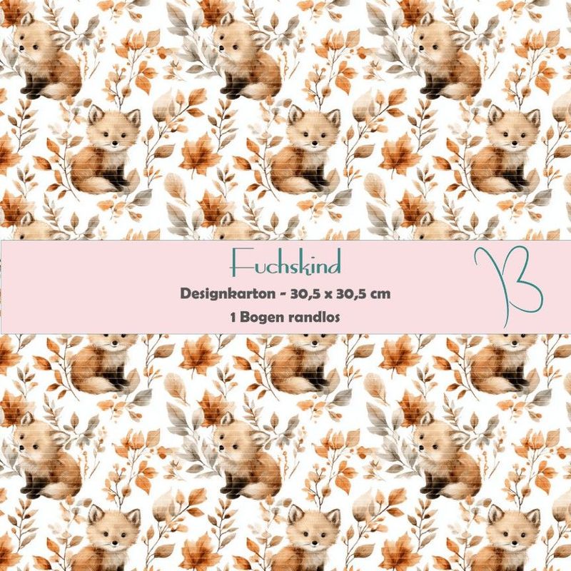 Fuchskind - Designkarton - 30,5 x 30,5 cm - randlos - 1 Bogen