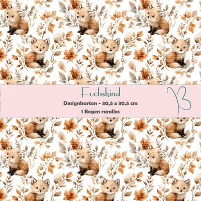 Fuchskind - Designkarton - 30,5 x 30,5 cm - randlos - 1 Bogen