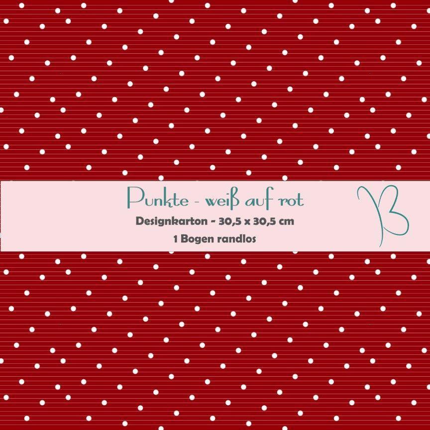 Punkte - weiß auf rot - Designkarton - 30,5 x 30,5 cm - randlos - 1 Bogen