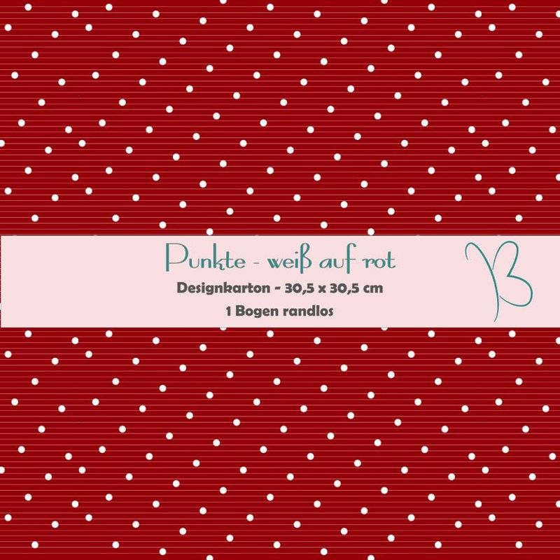 Punkte - weiß auf rot - Designkarton - 30,5 x 30,5 cm - randlos - 1 Bogen Punkte - weiß auf rot - Designkarton - 30,5 x 30,5 cm - randlos - 1 Bogen