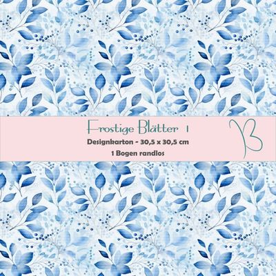 Frostige Blätter 1 - Designkarton - 30,5 x 30,5 cm - randlos - 1 Bogen