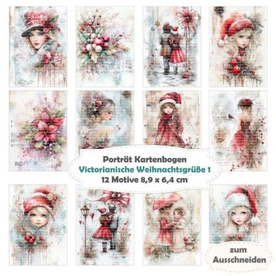 Victorianische Weihnachtsgrüße 1 - Porträt Kartenbogen - 12 Inch - mit 12 Motiven Victorianische Weihnachtsgrüße 1 - Porträt Kartenbogen - 12 Inch - mit 12 Motiven