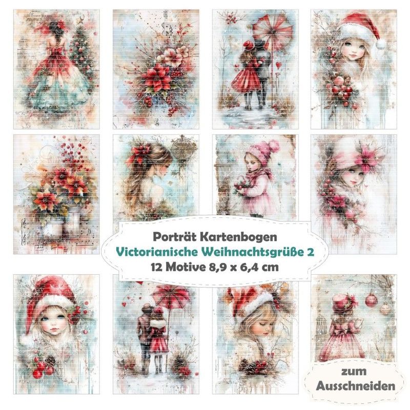 Victorianische Weihnachtsgrüße 2 - Porträt Kartenbogen - 12 Inch - mit 12 Motiven Victorianische Weihnachtsgrüße 2 - Porträt Kartenbogen - 12 Inch - mit 12 Motiven
