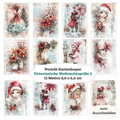 Victorianische Weihnachtsgrüße 2 - Porträt Kartenbogen - 12 Inch - mit 12 Motiven