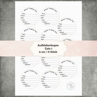 Coin 1 - Coin Aufkleberbogen - A4 Hochformat - 1 Seite mit 11 Stück Coin 1 - Coin Aufkleberbogen - A4 Hochformat - 1 Seite mit 11 Stück