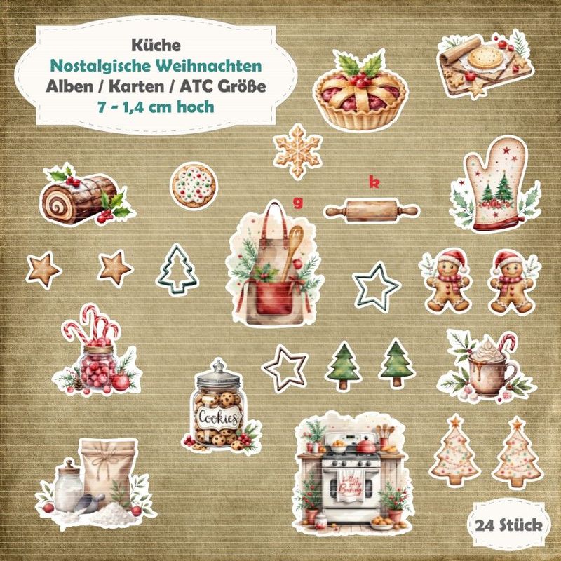 Nostalgische Weihnachten - Alben / Karten / ATC Größe - 24 Stanzteile - Die Cut Nostalgische Weihnachten - Alben / Karten / ATC Größe - 24 Stanzteile - Die Cut